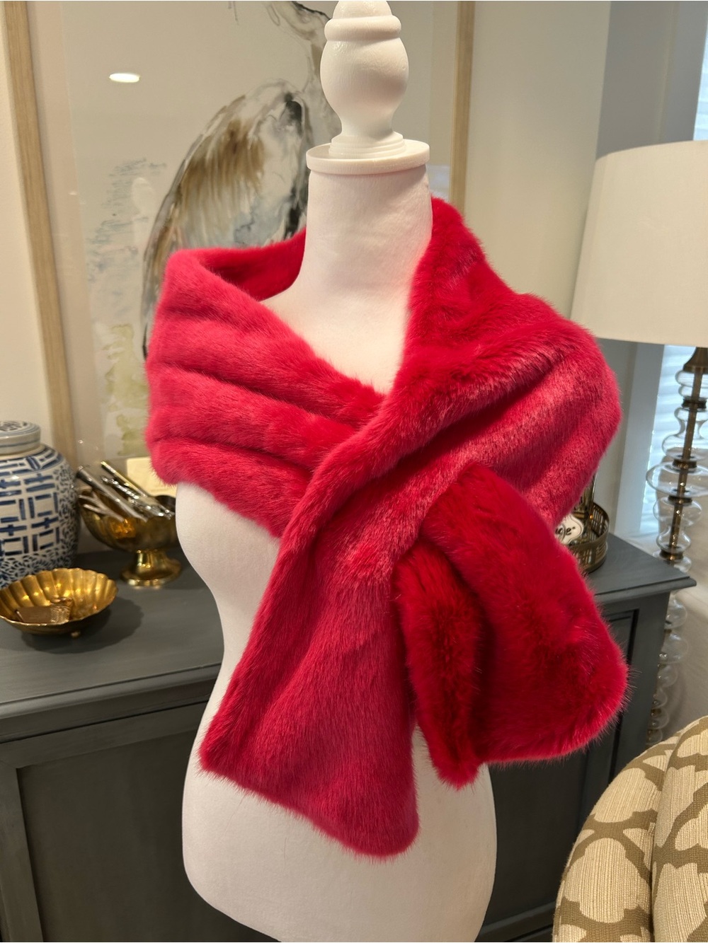 Talbots Faux Fur Pull Thru Scarf NWT